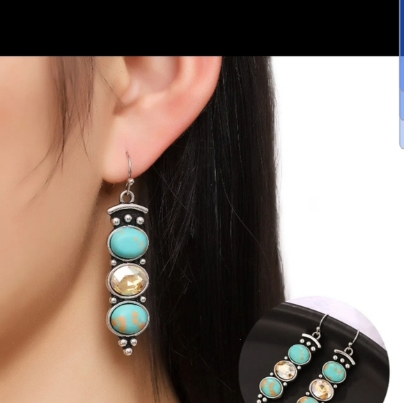 Vintage Thai Silver Turquoise Earrings - Picture 1 of 4